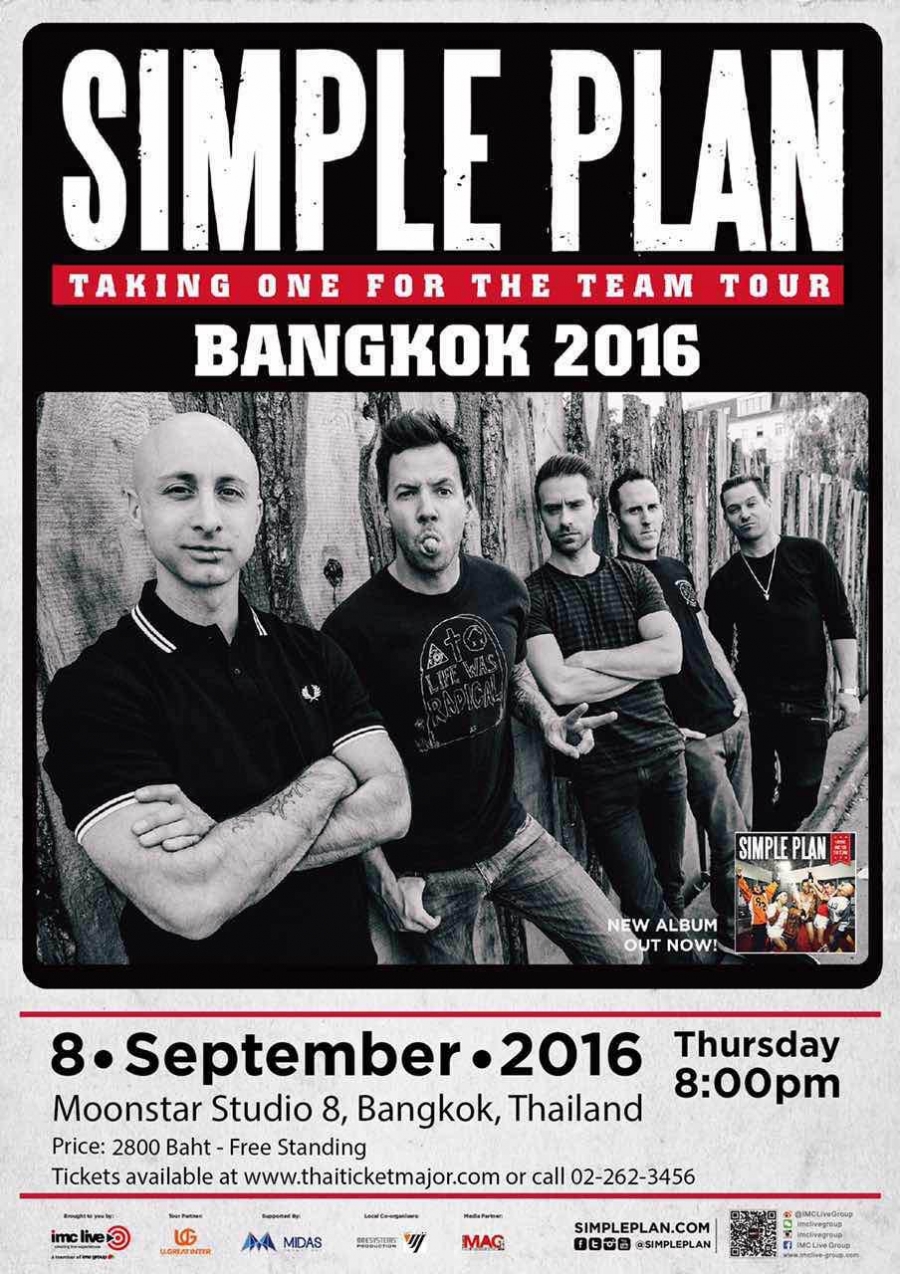 SIMPLE PLAN TAKING ONE FOR THE TEAM TOUR BANGKOK 2016